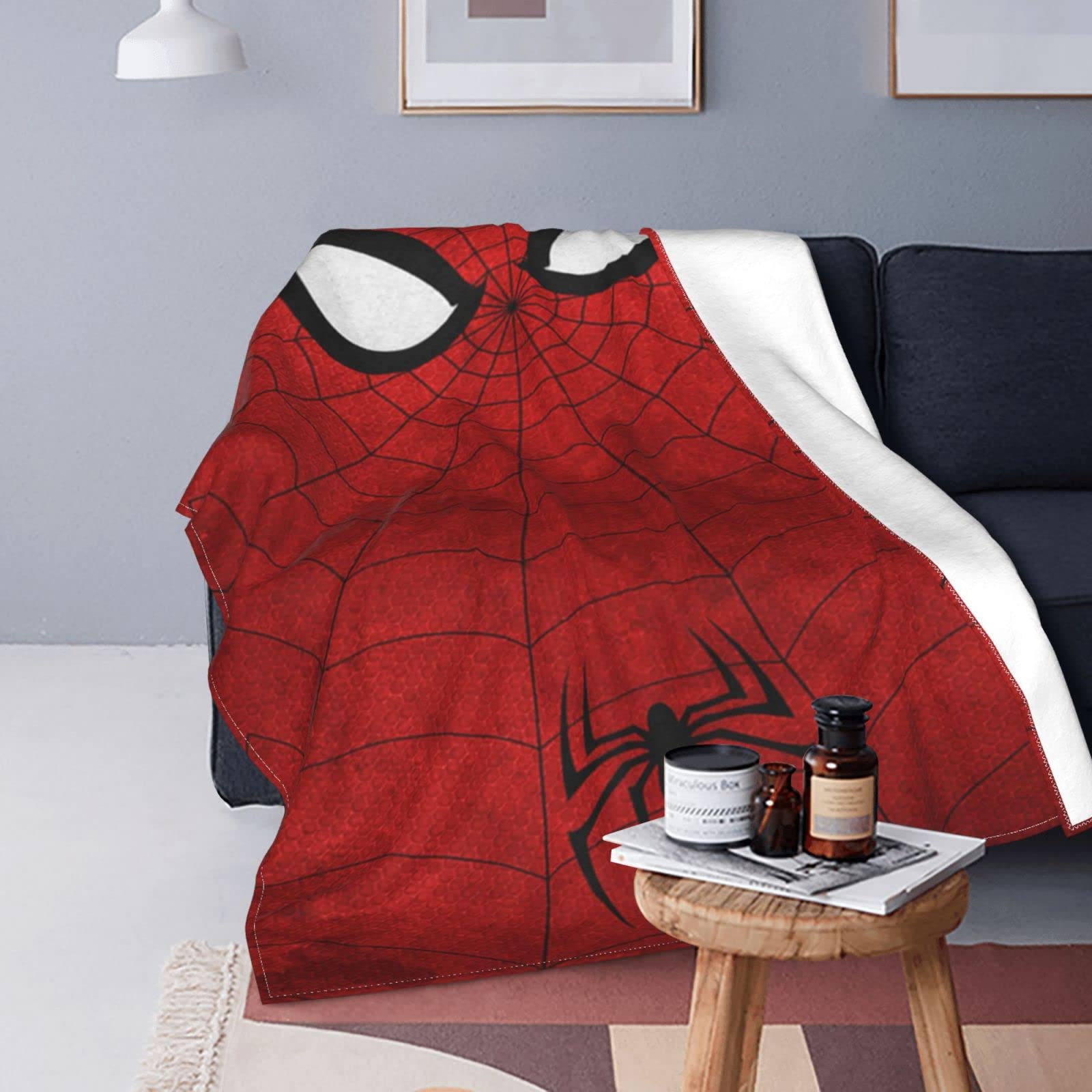 Red Spider Fleece Throw Blanket - Fun Hero Fleece Throw Blanket for Girls & Boys, Soft & Cozy Plush Lightweight Fabric Bed, Cool Bedroom Decor, Kids Throw Blanket - Size 50”x 60”