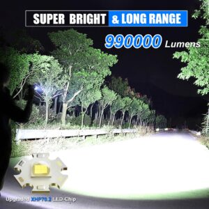 Sunitact Flashlights High Lumens, Rechargeable Led 200000 Lumen XHP70.2, Super Bright High Powered Handheld Flashlights for Emergency Camping Gift, IP67 Waterproof, Adjustable