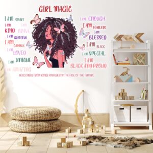 Black Girl Inspirational Quote Wall Decal Butterfly Sticker Motivational Saying American Wall Decor Sticker for Wall Decoration Afro Woman Bedroom Playroom Decorations (Classic Style)