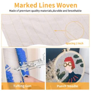 83"x59" Primary Tufting Cloth with Marked Lines, 70.9"x39.4" Tufting Non-Slip Backing Fabric, Large Monk Cloth Kit for Cut Pile Rug Tufting Gun