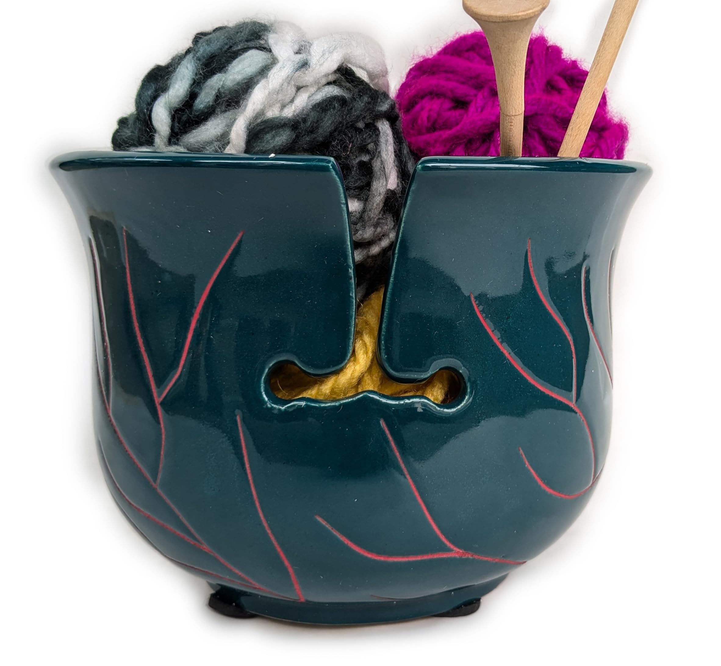 ABHANDICRAFTS Ceramic Yarn Bowl for Knitting – Large Yarn Holder, Crochet Storage, Perfect Funny Gift for Knitters