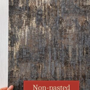 AM1NAH Distressed Wallpaper Industrial Metallic Wall Paper Non-Woven, 20.80'' X 393.00'', Charcoal & Gold