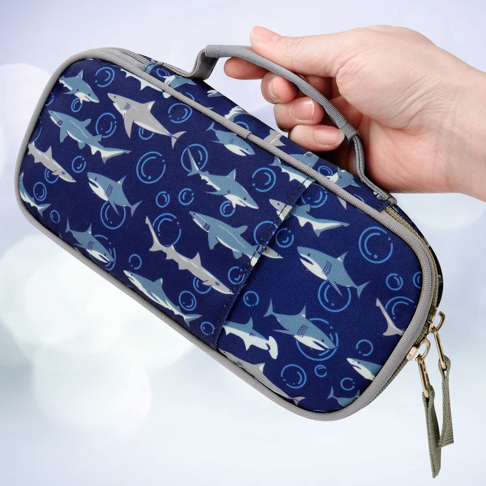 Choco Mocha Shark Pencil Case for Boys Pencil Box for Boys Pencil Pouch for Boys Pencil Case for Kids Pencil Bag for School Kindergarten Preschool Zipper Organizer Soft Cute Small Gift Blue