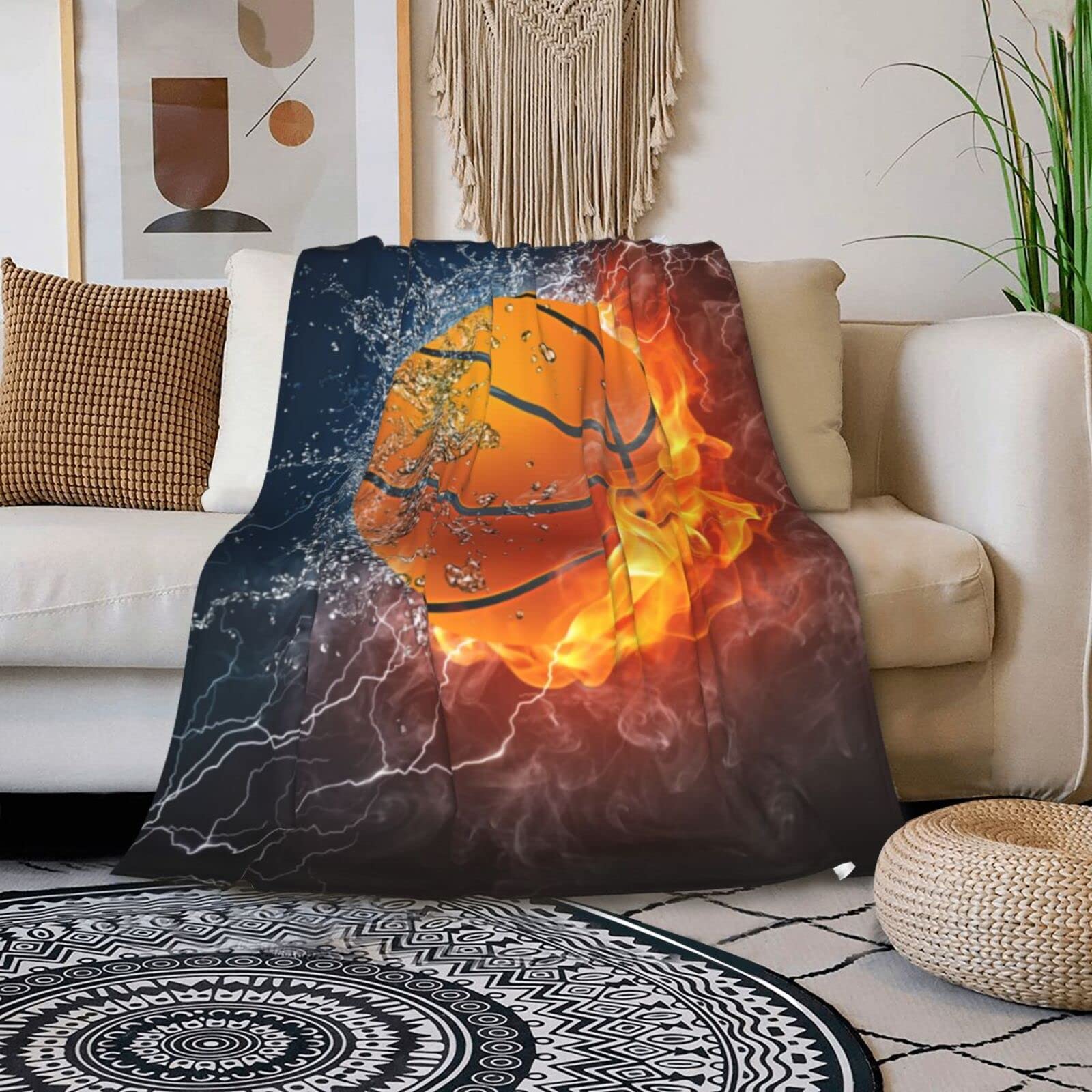 Basketball Throw Blanket Warm Ultra-Soft Micro Fleece Blanket for Bed Couch Living Room(Kids)