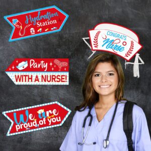 20 Pieces Nurse Graduation Decorations Nursing Graduation Party Supplies Arrows Cap Nurses Day Decorations Happy Nurses Week Decorations Nurse Kit Graduation Sign for Grad Nurse Nursing Congrats Party