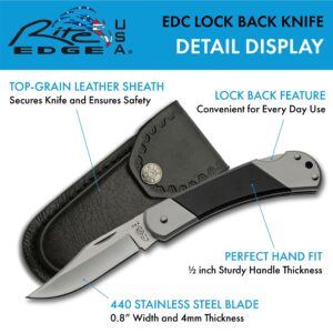 Szco Supplies 8.5” Black G10 Handled Lock Back Folding EDC Utility Knife with Leather Sheath