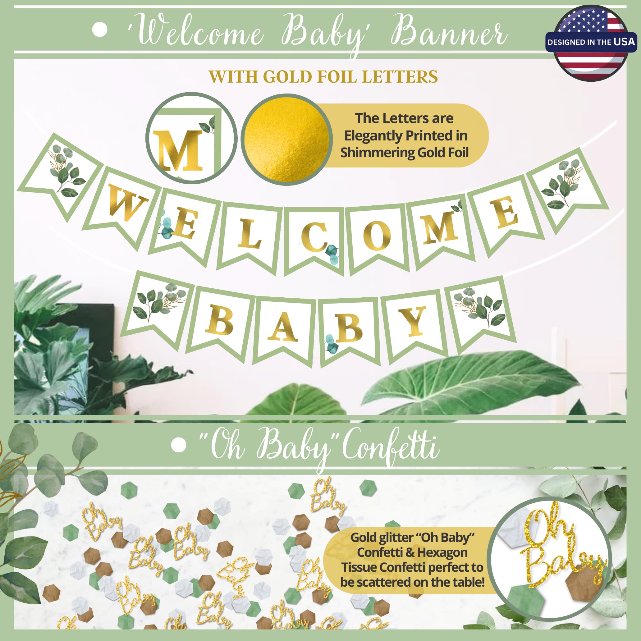 258 PC Sage Green Baby Shower Decorations, Gender Neutral Mint Balloons Garland and BABY Boxes, Welcome Baby Banner, Olive Green Baby Shower Decorations for Boy and Girl, Woodland Safari Jungle