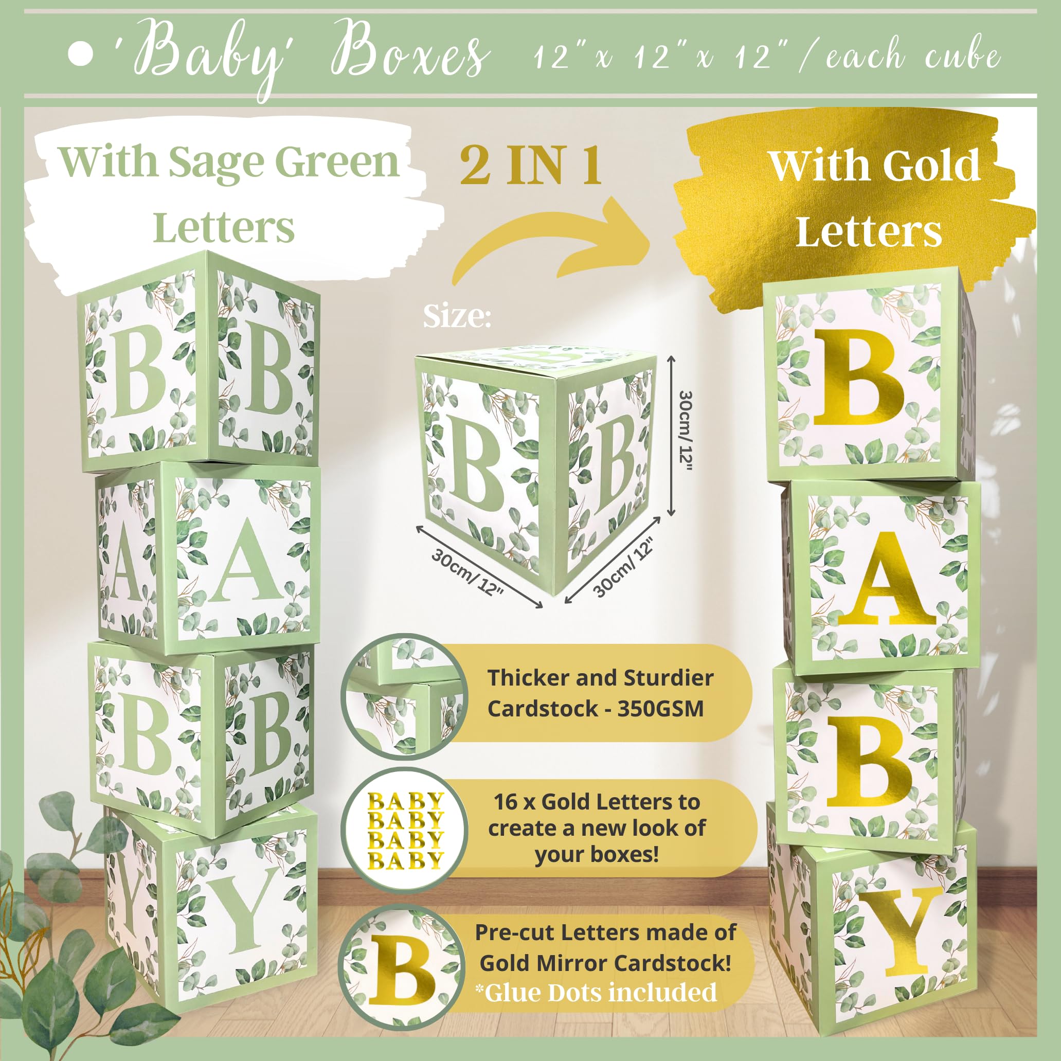 258 PC Sage Green Baby Shower Decorations, Gender Neutral Mint Balloons Garland and BABY Boxes, Welcome Baby Banner, Olive Green Baby Shower Decorations for Boy and Girl, Woodland Safari Jungle