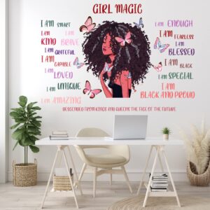 Black Girl Inspirational Quote Wall Decal Butterfly Sticker Motivational Saying American Wall Decor Sticker for Wall Decoration Afro Woman Bedroom Playroom Decorations (Classic Style)