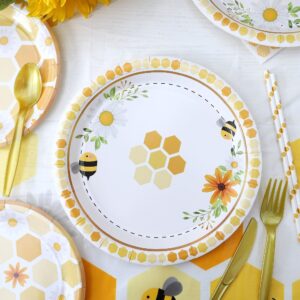 Winoo Design Bee Party Decorations - Disposable Tablecloth 54 x 108 Inches for Bee Baby Shower Birthday Party Supplies