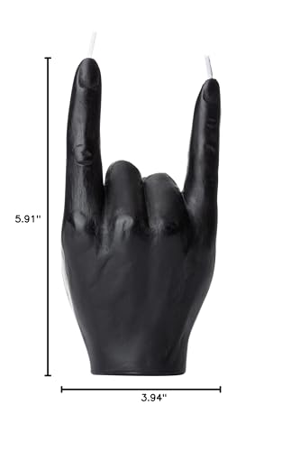 Gute Rock & Roll Hand Candle, Sign of The Horns Hand Gesture Candle, Gift for Music Lovers, Rockers, Bikers, Rock Lovers! - 15x10cm (Black)