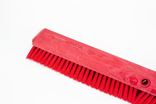 SPARTA 41891EC05 Omni Sweep Plastic Push Broom Head, Heavy Duty, Industrial Broom With Color Code System For Outdoor, Indoor, Garage, Concrete, Patio, Kitchen, Bathroom, 24 Inches, Red