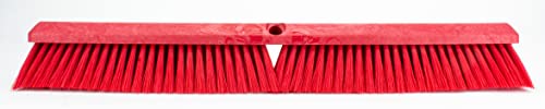 SPARTA 41891EC05 Omni Sweep Plastic Push Broom Head, Heavy Duty, Industrial Broom With Color Code System For Outdoor, Indoor, Garage, Concrete, Patio, Kitchen, Bathroom, 24 Inches, Red