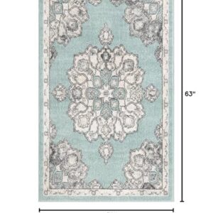 Rugs.com Parker Collection Rug – 3' X 5' Aqua Medium Rug Perfect for Living Rooms, Large Dining Rooms, Open Floorplans