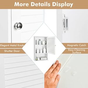 LOKO Bathroom Wall Cabinet, Bathroom Cabinet Wall Mounted with Single Shutter Door and Adjustable Shelf, Small Medicine Cabinet for Living Room, Kitchen or Entryway, 16.5 x 6.5 x 27.5 inches (White)