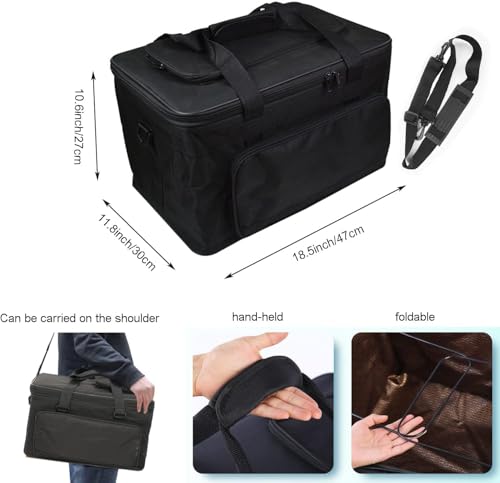 Art Supplies Organizer Bag Craft Tool Storage Tote Carrying Case Artist Travel Carrier Waterproof Paint Box Foldable For Drawing Painting Large Capacity black HHB-013 18.5*11.8*10.6inch(47*30*27cm)