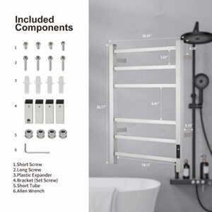 SHARNDY Towel Warmer with Built-in Timer ETW13CS for Bathroom Wall Mounted Bath Towel Heater Plug-in Electric Heated Towel Rack Brushed