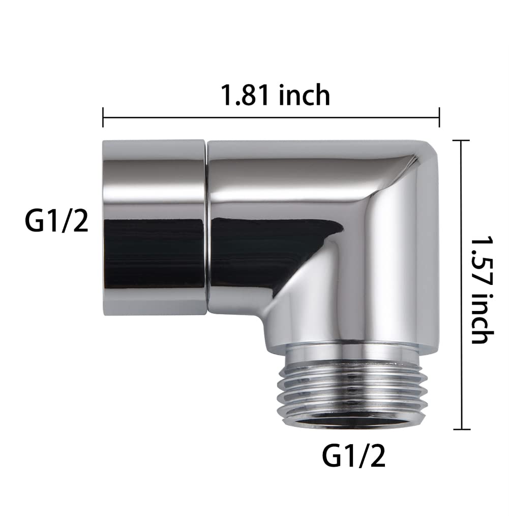 Carvedexquisitely Shower head Elbow Adapter, Shower Arm Elbow Adapter for Hand Showers and Wall-mounted Showers 90 Degree Chrome