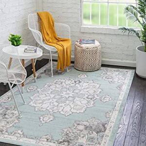 Rugs.com Parker Collection Rug – 3' X 5' Aqua Medium Rug Perfect for Living Rooms, Large Dining Rooms, Open Floorplans