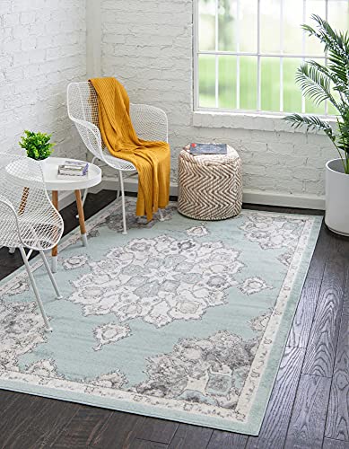 Rugs.com Parker Collection Rug – 3' X 5' Aqua Medium Rug Perfect for Living Rooms, Large Dining Rooms, Open Floorplans