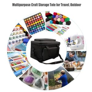 Art Supplies Organizer Bag Craft Tool Storage Tote Carrying Case Artist Travel Carrier Waterproof Paint Box Foldable For Drawing Painting Large Capacity black HHB-013 18.5*11.8*10.6inch(47*30*27cm)