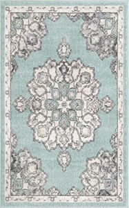 rugs.com parker collection rug – 3' x 5' aqua medium rug perfect for living rooms, large dining rooms, open floorplans