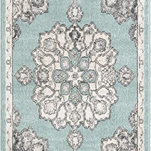 Rugs.com Parker Collection Rug – 3' X 5' Aqua Medium Rug Perfect for Living Rooms, Large Dining Rooms, Open Floorplans