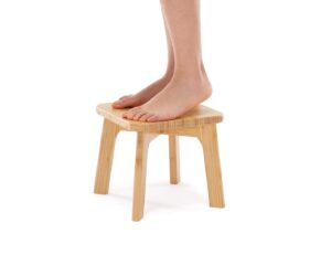 pelyn bamboo wooden mini step stool for kids with non-slip rubber feet, small step foot stools for bedroom kitchen bathroom, holds up to 300lbs, sturdy and easy assembly