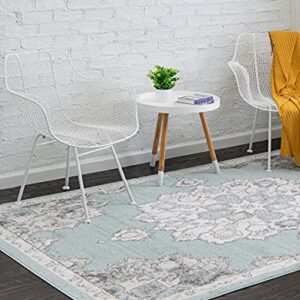 Rugs.com Parker Collection Rug – 3' X 5' Aqua Medium Rug Perfect for Living Rooms, Large Dining Rooms, Open Floorplans