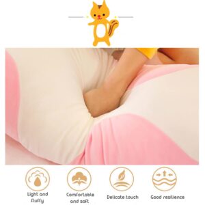 Rexinc Long Pink Cat Plush Pillow Toy Sleeping Pillow Cute Cartoon Cat Stuffed Animals Soft Long Body Pillow Gift for Kids (27.55in)