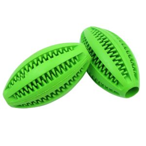 Alnicov 2pcs Dog Toy BallNontoxic Bite Resistant Toy Ball for Pet Dogs Puppy Cat,Dog Pet Food Treat Feeder Chew Tooth Cleaning Ball (Green)