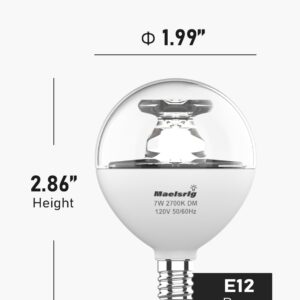 Maelsrlg G16.5 Light Bulb LED, 60W Equivalent, Small Round Light Bulbs, E12 Candelabra Base, Dimmable, Daylight 5000K, 7W 600 Lumens, Type G Light Bulb, Clear Glass, Pack of 4