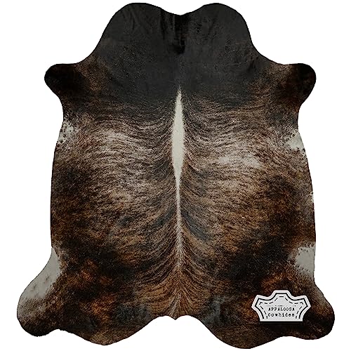 Appaloosa Cowhides Genuine Cowhide Rug - Natural Leather Hide Rugs for Living Room & Area Rug for Bedroom - Real Cowhide Rug for Rustic Home Decor - 6'x8' Dark Brindle Cow Hide Rug Collection