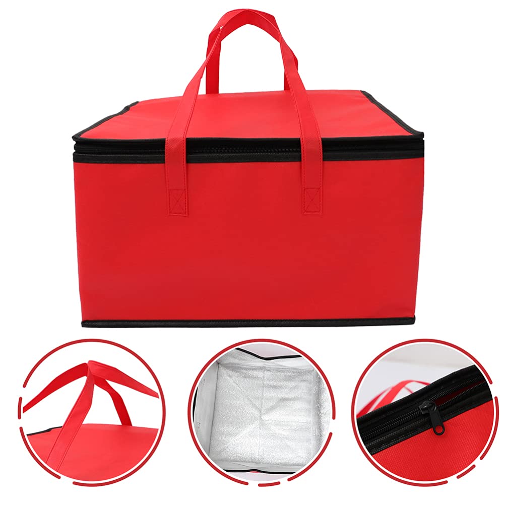 Yardwe Thermal Insulated Food Delivery Bag Large Picnic Cooler Bag Pizza Warmer Bag Reusable Grocery Bags with Zipper and Handles for Restaurants Food Delivery Travel Shopping Catering Grocery