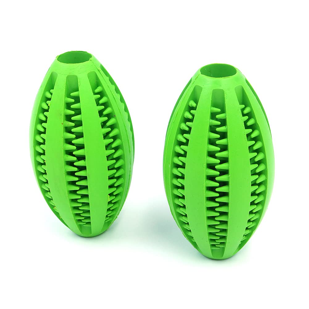 Alnicov 2pcs Dog Toy BallNontoxic Bite Resistant Toy Ball for Pet Dogs Puppy Cat,Dog Pet Food Treat Feeder Chew Tooth Cleaning Ball (Green)