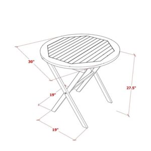 East West Furniture BMNTDNA Patio Furniture Outdoor Acacia Wood Round Coffee Table, 30x30 Inch, Natural Oil