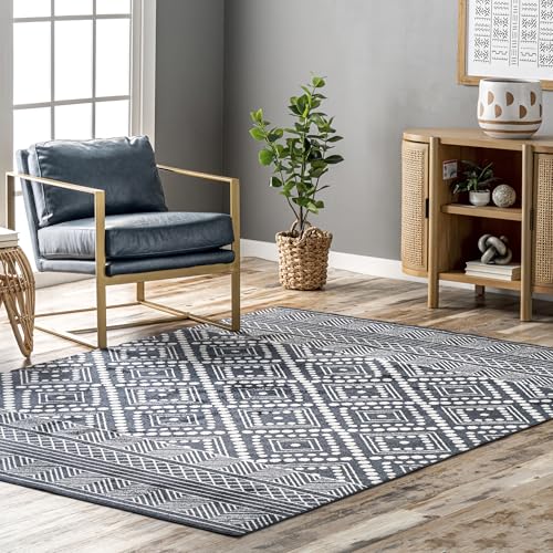 nuLOOM Phyllis Machine Washable Diamond Trellis Accent Rug, 3x5, Blue