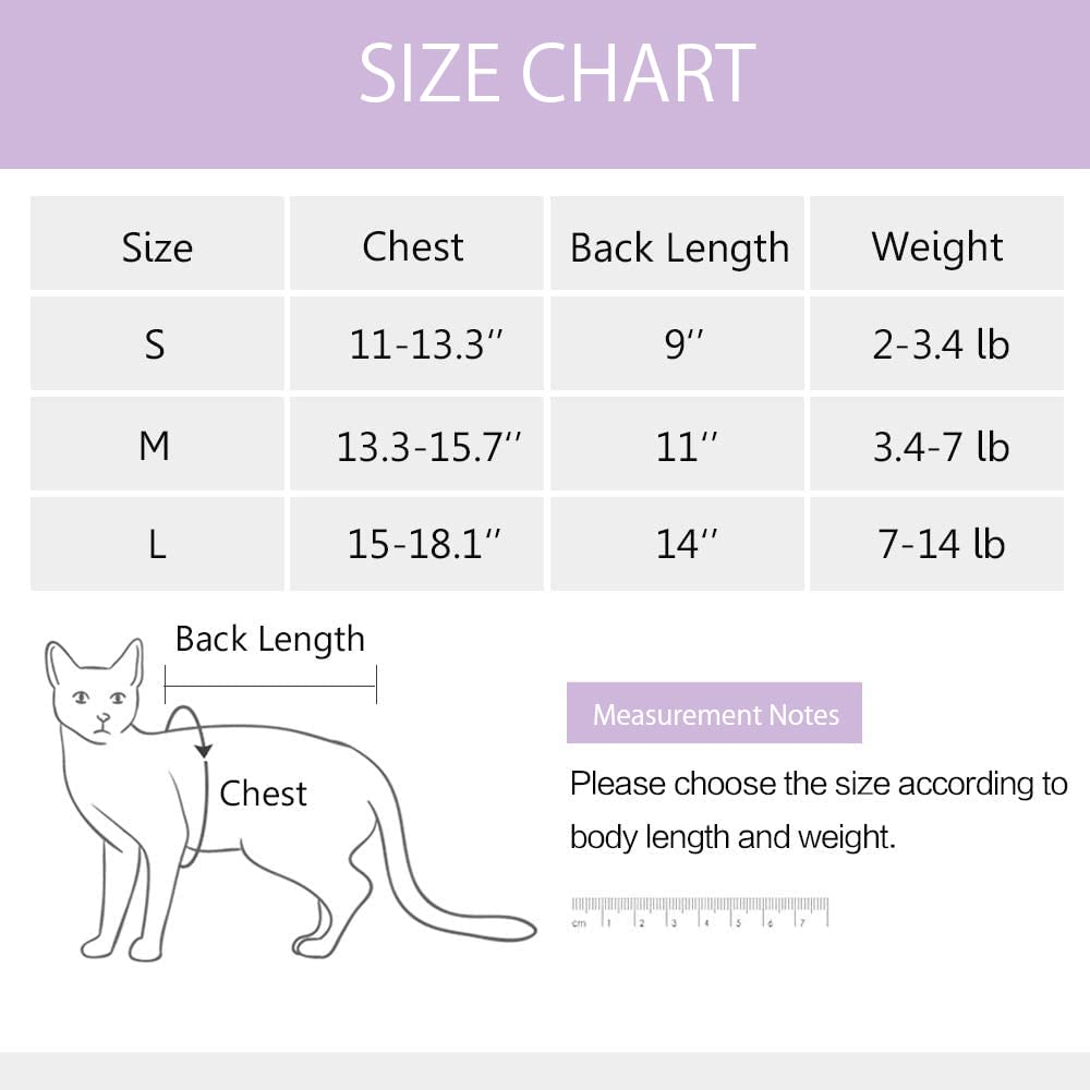 Heywean Cat Surgery Recovery Collar for Abdonminal Wounds Protection, Skin Diseases, E-Collar Alternative Cat Onesie Prevent Licking and Scratching, After Surgery Wear Pajama Suit