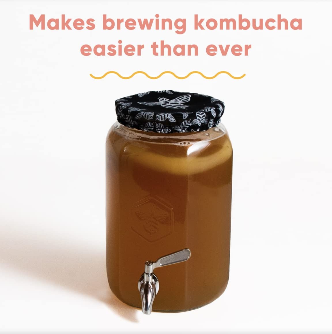 Craft A Brew - Kombucha Jar with Dispensing Valve - For Kombucha Fermentation - Includes Custom Cloth Cover- Proprietary Design