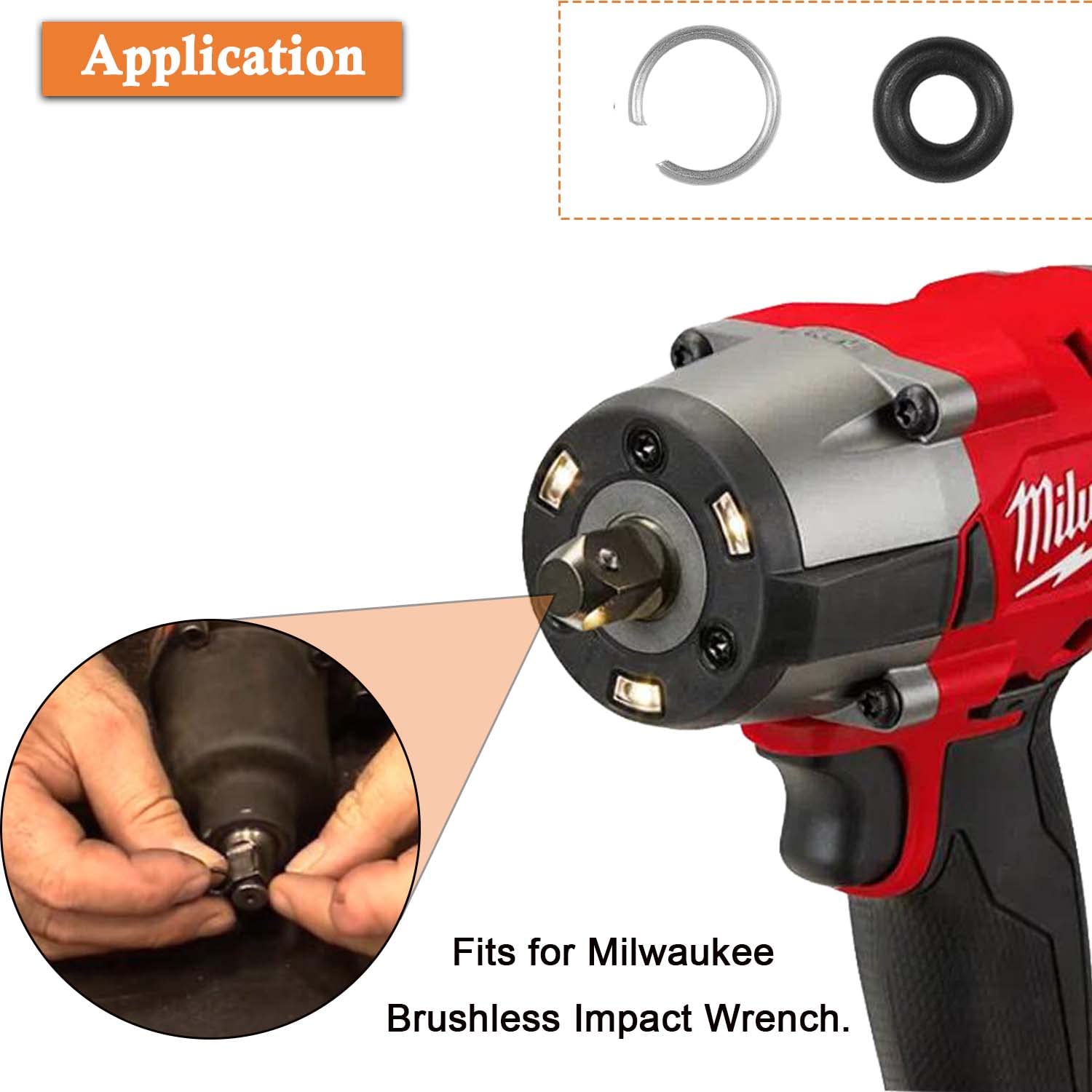 3/8 Inch Impact Socket Retaining/Retainer Ring Clip with O-ring & Installation Tool for Milwaukee Brushless Impact Wrench