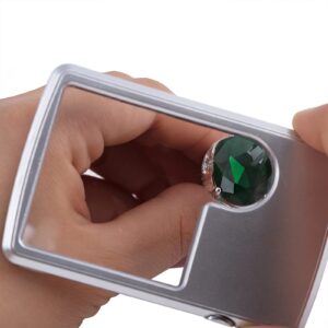 Pocket Magnifying Glass 30X & 60X LED Lighted Magnifier Slide Out Magnifying Glass Handheld Reading Magnifier Square Magnifying Loupe for Jewelry Stamps Watches Crafts Textile (Silver)