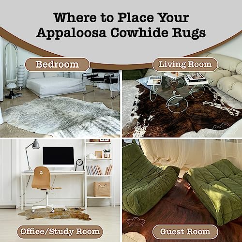 Appaloosa Cowhides Genuine Cowhide Rug - Natural Leather Hide Rugs for Living Room & Area Rug for Bedroom - Real Cowhide Rug for Rustic Home Decor - 6'x8' Dark Brindle Cow Hide Rug Collection