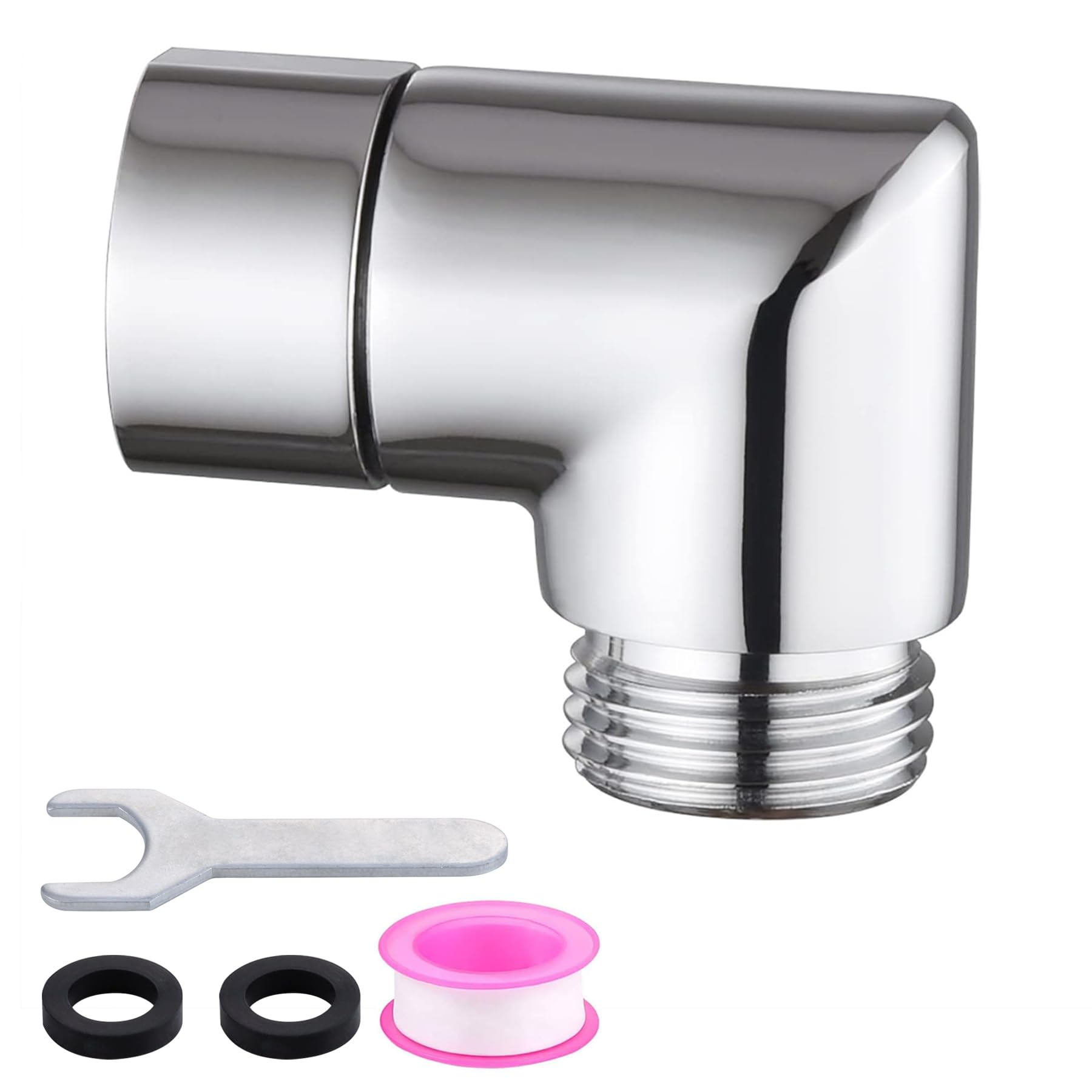 Carvedexquisitely Shower head Elbow Adapter, Shower Arm Elbow Adapter for Hand Showers and Wall-mounted Showers 90 Degree Chrome