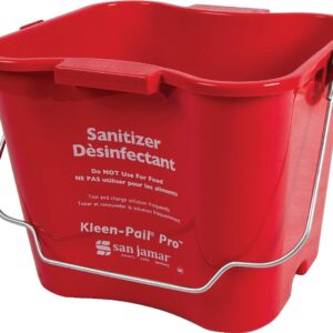 San Jamar Kleen-Pail Pro Sanitizer Pail Cleaning Bucket with Bail Handle for Cleaning, Kitchens, Restaurants, And Janitorial Use, Plastic, 6 Quarts, Red, (Pack of 12)