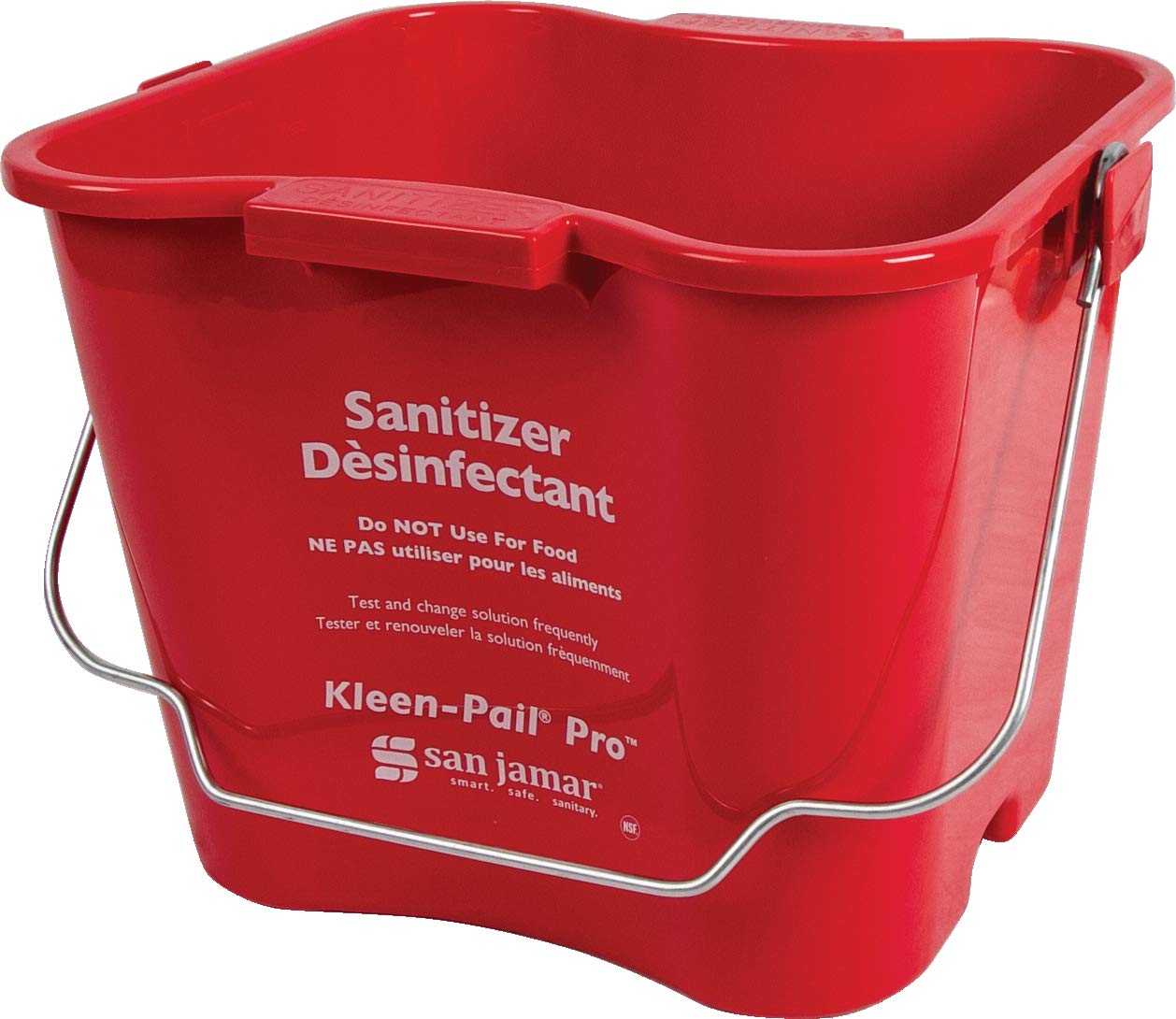 San Jamar Kleen-Pail Pro Sanitizer Pail Cleaning Bucket with Bail Handle for Cleaning, Kitchens, Restaurants, And Janitorial Use, Plastic, 6 Quarts, Red, (Pack of 12)