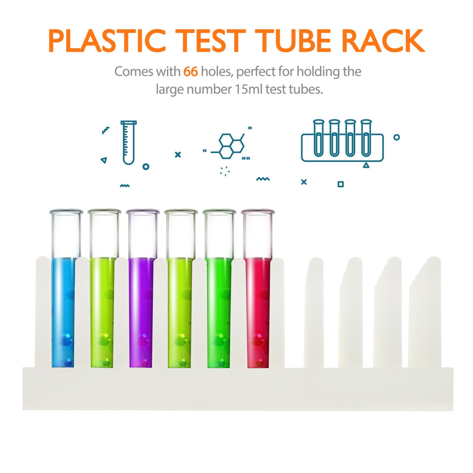 iplusmile 66 Place Test Tube Rack Pillar Test Tube Holder Labs Scientific Experiments Experimental Tools, 12-15mm