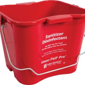 San Jamar Kleen-Pail Pro Sanitizer Pail Cleaning Bucket with Bail Handle for Cleaning, Kitchens, Restaurants, And Janitorial Use, Plastic, 6 Quarts, Red, (Pack of 12)