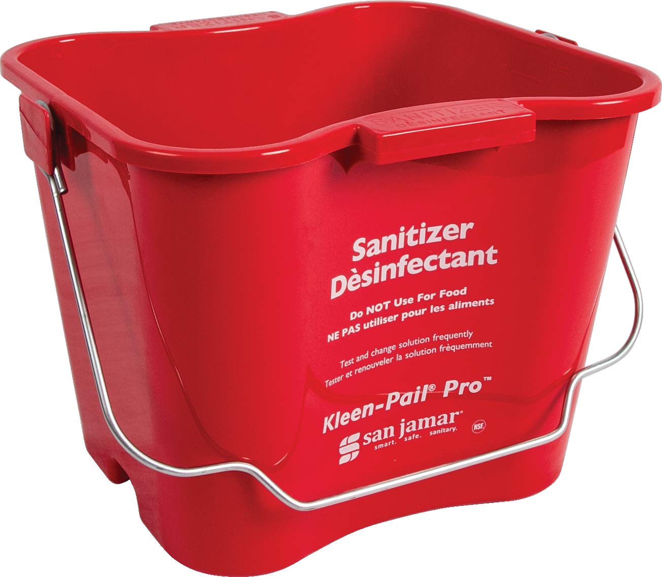 San Jamar Kleen-Pail Pro Sanitizer Pail Cleaning Bucket with Bail Handle for Cleaning, Kitchens, Restaurants, And Janitorial Use, Plastic, 6 Quarts, Red, (Pack of 12)