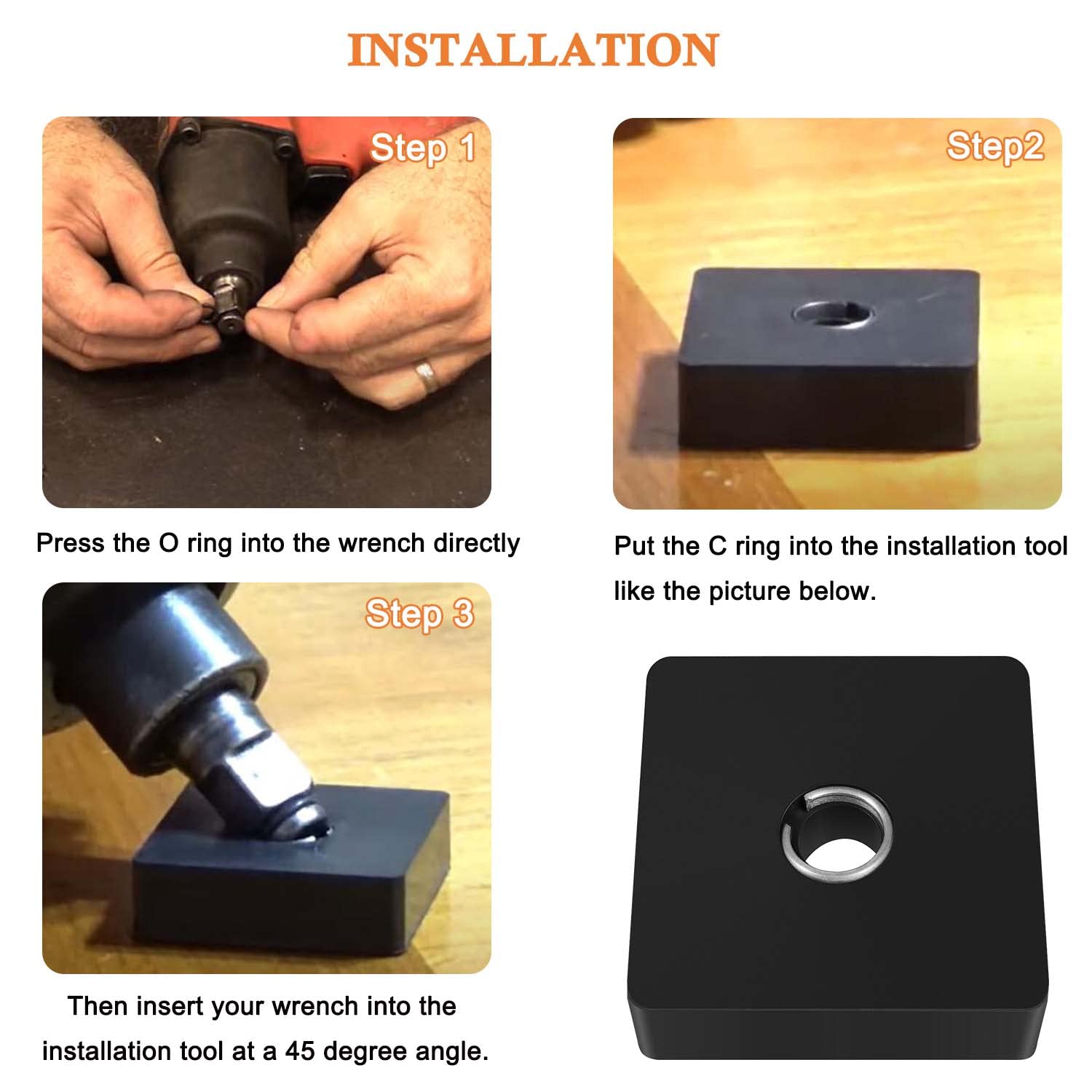 3/8 Inch Impact Socket Retaining/Retainer Ring Clip with O-ring & Installation Tool for Milwaukee Brushless Impact Wrench