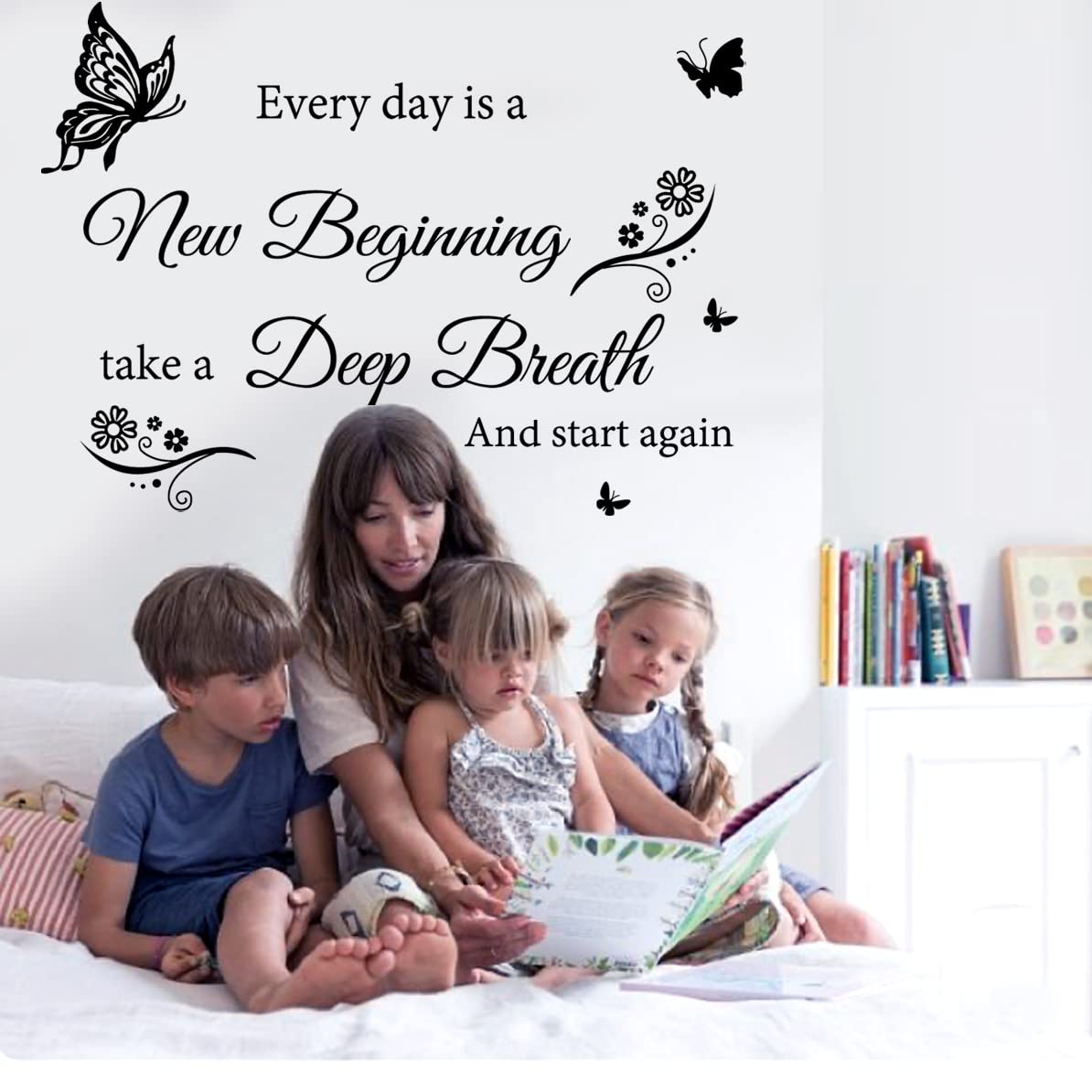 Vinyl Wall Quotes Stickers Every Day is A New Beginning Inspirational Wall Art Sticker Positive Quotes Wall Decals for Living Room Bedroom Classroom Office Studio School Teen Dorm Room Wall Decal.